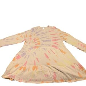 Wild Fable Long-sleeve Babydoll Dress Cream Pastel Tie-Dye Crewneck size XL